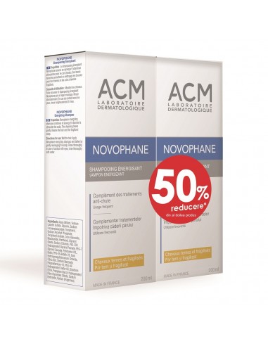 Pachet Sampon energizant Novophane, 200 ml + 200 ml, Acm - CADEREA-PARULUI - ACM