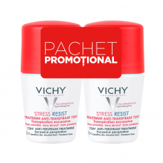 Pachet Deodorant roll-on tratament intensiv anti-transpirant stress-resist 72h, 50 ml + 50 ml, Vichy