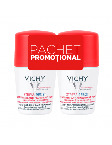 Pachet Deodorant roll-on tratament intensiv anti-transpirant stress-resist 72h, 50 ml + 50 ml, Vichy - DEODORANTE-SI-ANTIPERSPIRANTE - VICHY