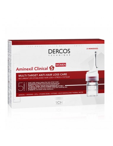 Tratament impotriva caderii parului pentru femei Dercos Aminexil Clinical 5, 21 fiole x 6 ml, Vichy -  - VICHY
