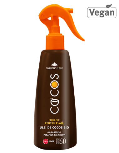 Cosmetic Plant Emulsie plaja COCOS SPF 50 cu ulei de cocos - PROTECTIE-SOLARA-ADULTI - COSMETIC PLANT