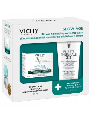 Trusa Slow Age: Crema de zi Slow Age, 50 ml+ Demachiant 3 in 1 Purete Thermale, 100ml, Vichy - ANTIRID - VICHY