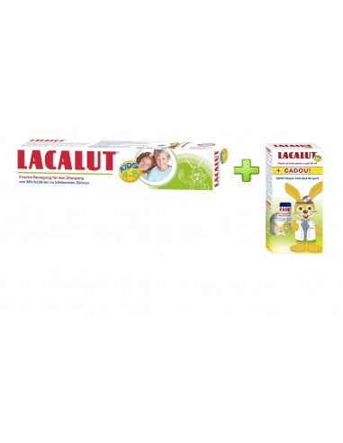 Pasta de dinti Lacalut Kids 4-8 ani, 50 ml + Apa de gura Lacalut Kids Plaque Test, 50 ml - PASTA-DE-DINTI - LACALUT