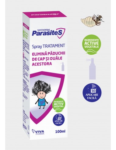 Spray tratament impotriva paduchilor Parasites Santaderm, 100 ml,  - PENTRU-PADUCHI - VITALIA PHARMA