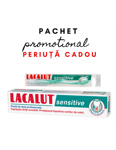 Pasta de dinti Lacalut Sensitive, 75 ml + Periuta de dinti Cadou - PASTA-DE-DINTI - LACALUT
