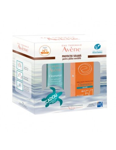 Avene Cleanance Fluid SPF 50+,  50ml + Cleanance gel 100ml - PROTECTIE-SOLARA-ADULTI - AVENE