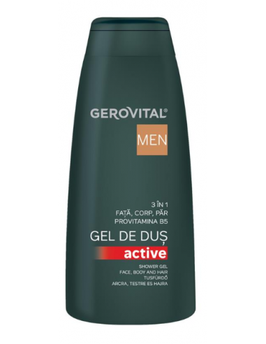 Gerovital Men Gel Dus Active 3in1, 400ml - CREME-GELURI-DUS - GEROVITAL MEN