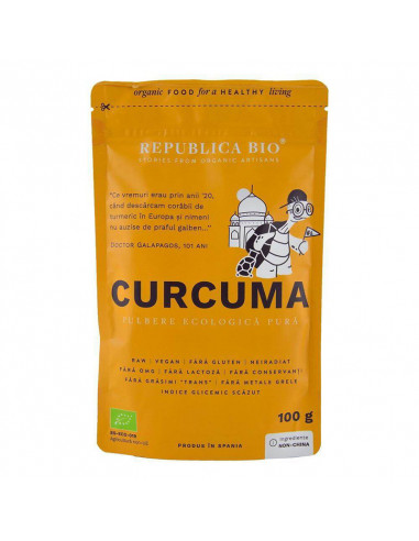 Curcuma (turmeric) pulbere ecologica pura, 100g, Republica Bio - PRODUSE-NATURISTE - REPUBLICA BIO