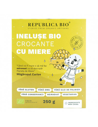 Ineluse Bio crocante cu miere fara gluten, 250 g, Republica Bio - PRODUSE-NATURISTE - REPUBLICA BIO