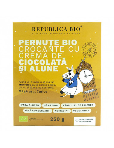 Pernute Bio crocante cu crema de ciocolata si alune, fara gluten, 250g, Republica Bio - PRODUSE-NATURISTE - REPUBLICA BIO