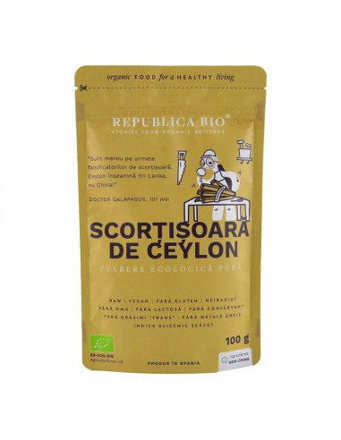 Scortisoara de Ceylon pulbere ecologica pura, 100 g, Republica Bio - PRODUSE-NATURISTE - REPUBLICA BIO