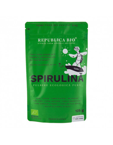 Spirulina pulbere ecologica pura, 125 g, Republica Bio - PRODUSE-NATURISTE - REPUBLICA BIO