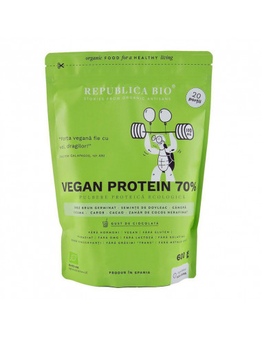 Vegan Protein 70%,pulbere ecologica, 600g, Republica Bio - PRODUSE-NATURISTE - REPUBLICA BIO