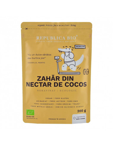 Zahar din Nectar de Cocos ecologic pur, 200g, Republica Bio - PRODUSE-NATURISTE - REPUBLICA BIO