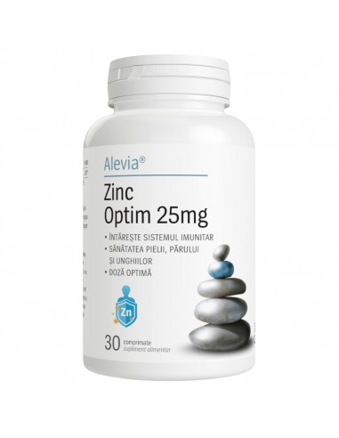 Zinc Optim 25 mg, 30 cpr, Alevia - VITAMINE-SI-MINERALE - ALEVIA