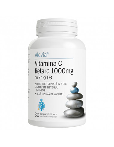 Vitamina C Retard 1000mg+ Zn+D3, 30 comprimate, Alevia - VITAMINE-SI-MINERALE - ALEVIA