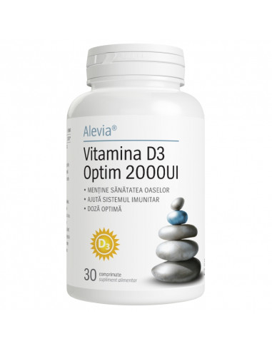 Vitamina D3 Optim 2000UI, 30 comprimate, Alevia - HTTPS://WWW.FARMACIILEDAV.RO/MEDICATIE-PE-AFECTIUNI/COPII/VITAMINE-SI-MINERALE - ALEVIA