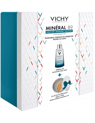 Trusa Mineral 89 Gel-booster zilnic, 50 ml + Glyco-C Fiole x 3 fiole, Vichy -  - VICHY