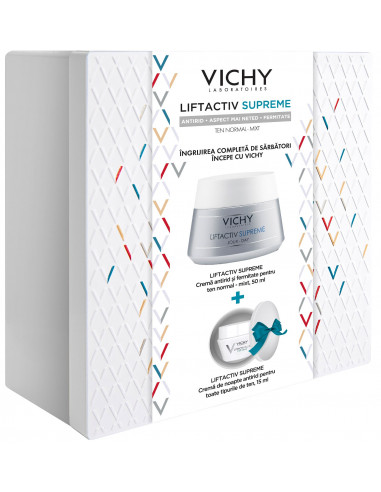Trusa Liftactiv Supreme crema antirid, PNM, 50ml + Liftactiv Supreme crema noapte, 15ml, Vichy - ANTIRID - VICHY