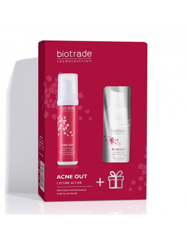 Pachet Acne Out Lotiune activa pentru ten acneic, 60 ml + Spuma de curatare pentru ten acneic, 20 ml, Biotrade - ACNEE - BIOTRADE