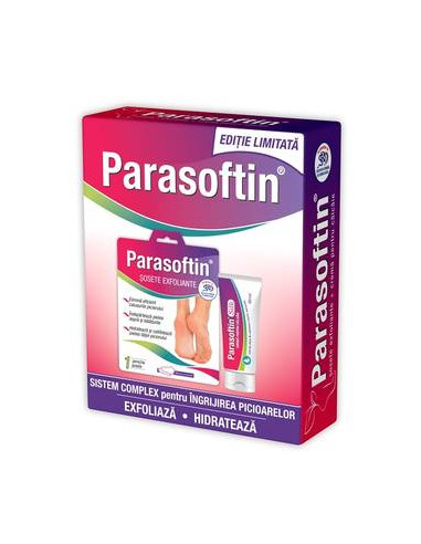 Parasoftin Set Sosete Exfoliante + Silk Crema pentru Calcaie, 50ml, Zdrovit - TRATAMENTE - ZDROVIT