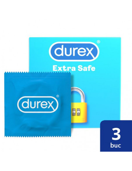 Prezervative Extra Safe, 3 bucati, Durex - PREZERVATIVE - DUREX