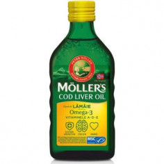 Moller’s Cod liver oil Omega-3 aroma de lamaie, 250 ml