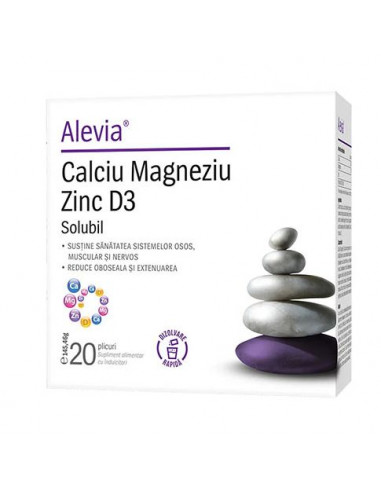 Calciu Magneziu Zinc D3 Solubil 20 plicuri, Alevia -  - ALEVIA