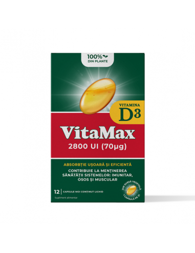 Vitamax Vitamina D3, 12 capsule, Perrigo - VITAMINE-SI-SUPLIMENTE - GSK SRL OMEGA PHARMA