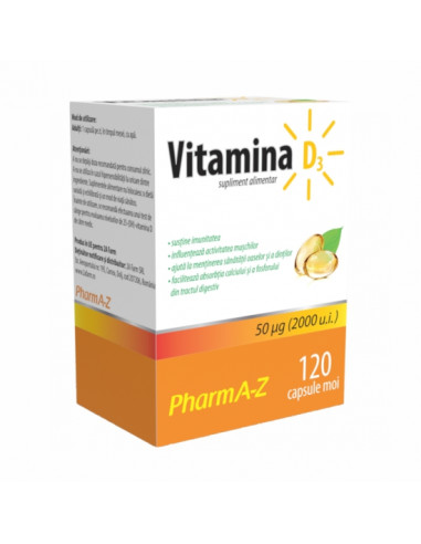 Vitamina D3 2000UI x120cps moi, PharmA-Z -  - PHARMA-Z