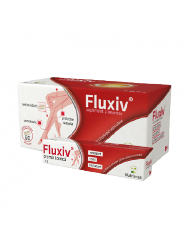 Pachet Fluxiv, 60 comprimate + Crema tonica Fluxiv, 20 g, Antibiotice SA - AFECTIUNI-ALE-CIRCULATIEI - ANTIBIOTICE