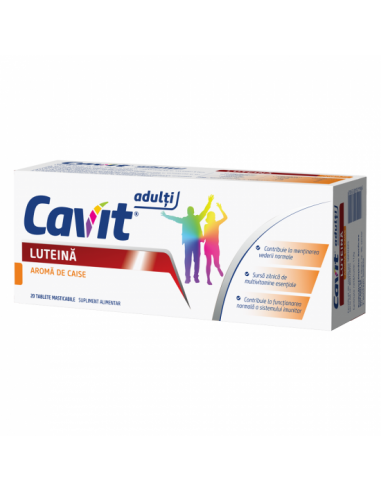 Cavit Adulti 9 Plus Luteina cu aroma de caise, 20 tablete masticabile, Biofarm -  - BIOFARM