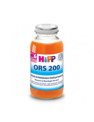 Bautura de rehidratare gata preparata cu morcov impotriva diareei ORS 200, Gr. 6 luni, 200 ml, Hipp - DIAREE - HIPP