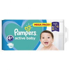 Scutece Pampers Active Baby, NR 4+, 10-15 kg, 120 bucati