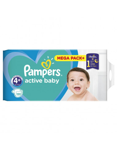 Scutece Pampers Active Baby, NR 4+, 10-15 kg, 120 bucati - SCUTECE - PAMPERS
